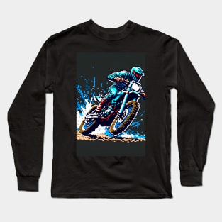 Dirt bike stunt - pixel art style Long Sleeve T-Shirt